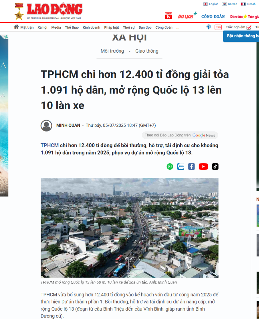 Mở rộng Quốc lộ 13